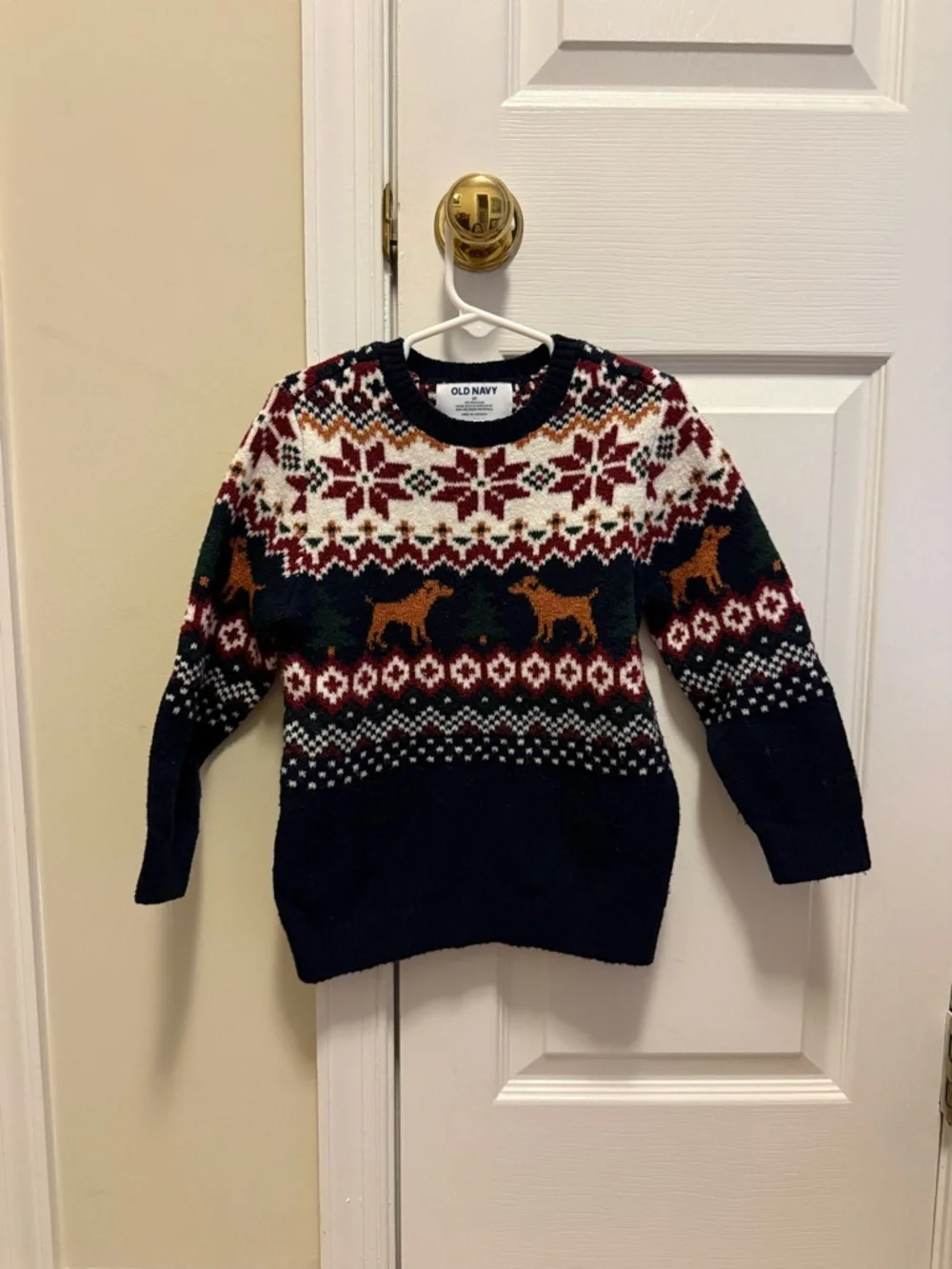 Old Navy Navy Fair Isle Dog Crewneck Sweater size 3T